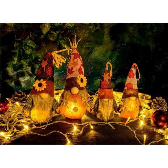 4PCS Fall Decor Sunflower Gnomes Plush Doll Scarecrow Gnomes Tiered Tray Decor - Picture 4 of 7